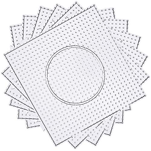 H&W Bügelperlen Platten,4Pcs 5mm Steckperlen,Transparente Steckplatten Bausätze mit 4 Bügelpapier