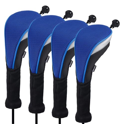 Andux 4/Pack Langer Hals Golf Hybrid Club Head Covers mit austauschbaren Keine. Tag ctmt-02, blau MEHRWEG