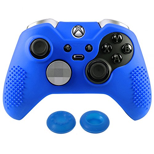 eXtremeRate Xbox One Elite Controller Hülle Tasche Schutzhülle Silikon Case, mit 2 Analog Sticks Thumbstick Kappen für Microsoft Xbox One Elite Controller - Blau