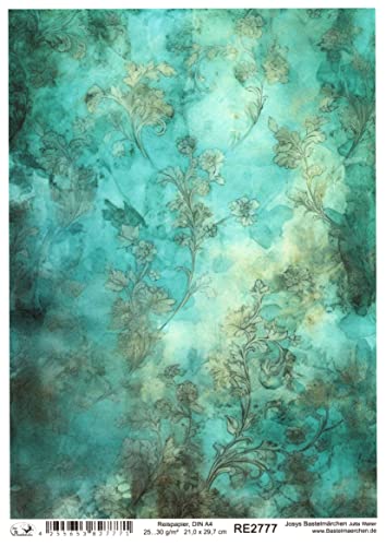 Josys Bastelmärchen Reispapier A4 Strohseide Decoupage Vintage Blumenmuster floral RE2777