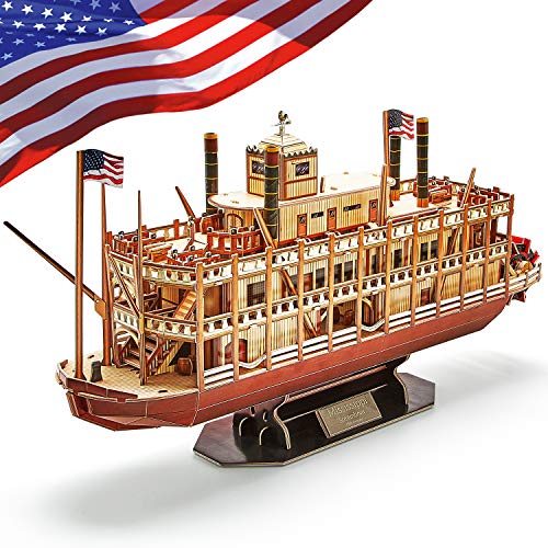 CubicFun 3D Puzzle Mississippi Steamboat Modell Schiff und Boot Kit Geschenk für Kinder und Erwachsene, 142 Stück
