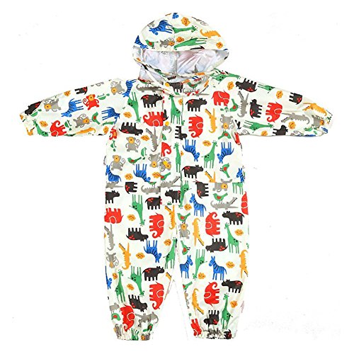 mama stadt Regen Overall Kinder Unisex 100% Wasserdichter Regenanzug Kinder Regenoverall Jungen Mädchen Leichter Regenmantel, Gelb/S(1-3 Jahre)