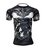 Gruff Combat BJJ Rash Guards Grappling MMA Jiu Jitsu No Gi UFC Shirt Fight Wear Kurzarm, Schwarz-rotes Auge, Mittel