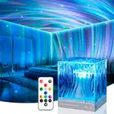 LED Sternenhimmel Projektor Kinder, RGB 3D Lavalampe mit 18 Beleuchtung-Effekten & Fernbedienung Zeitnahme Nordlicht Projektor Aurora Light, Sternenhimmel LED Projektor Nachtlicht Kinder Zimmer Deko