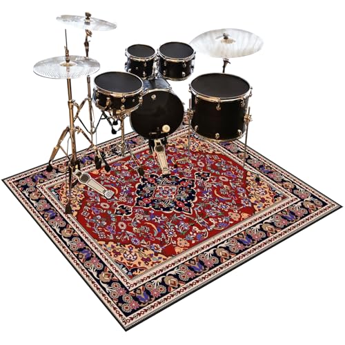 Schlagzeugteppich 120 x 80 cm - Professioneller Drum Teppich Schallschutz Antivibrationsmatten für Musikinstrumente Akustik Trommelteppich