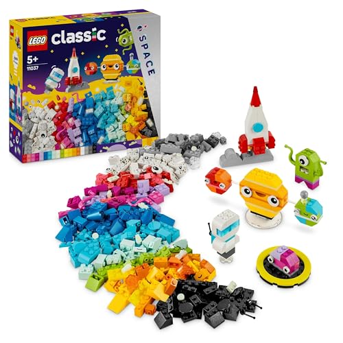 LEGO Classic Kreative Weltraumplaneten, baubares Sonnensystem-Modell für Kinder, Weltraum-Spielzeug mit Rakete, Raumschiff, Planeten und Alien, Geschenk für Kinder, Jungs und Mädchen ab 5 Jahren 11037