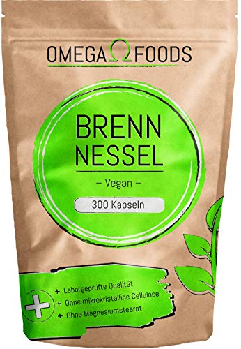 Brennnessel Kapseln - Insgesamt 300 Kapseln - Hochdosierte 900mg je Tagesdosierung - 100% Vegane Brennessel Kapseln - Jede Kapsel mit 450mg Brennessel