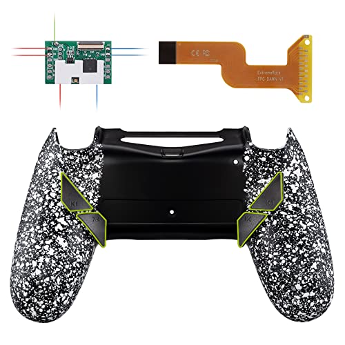 eXtremeRate Programmierbar Dawn Remap Kit für ps4 Controller, Rückseite Hülle Gehäuse Case&Upgrade-Board& 4 Back Paddles/Tasten Knöpfe-für ps4 JDM-040/050/055(Texturiert Weiß)