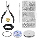 Queta Schmuckherstellung Set, Schmuck Basteln Zubehör mit Enthält Zange Schmuck Reparatur Set Ketten Band Anhänger Accessoires Kit für DIY Bastelbedarf