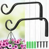 MIVITOOM Wandhaken für Blumenampel 18.5 cm, 2 Stücke Pflanzenhalterung Blumenampelhalter aus Eisen in Schwarz Blumentopf Wandhalter für Pflanzen Vogelhäuschen Laternen Windspiele und Wandleuchter robu