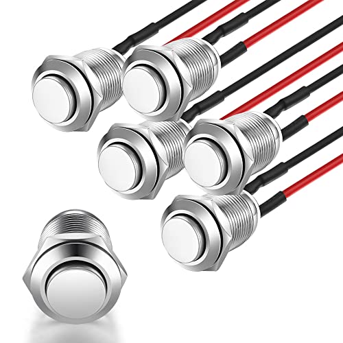 Gebildet 5Stücke Wasserdichte Drucktaster Momentanen Edelstahl Taster EIN Aus 12mm 2A/12V/24V/125V/250V mit Draht (Hervorstehend)