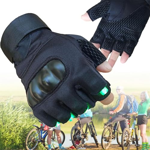 HEAXIY LED-Taschenlampenhandschuhe, Männer- und Frauenfinger-Nachtlichtwerkzeug, Freisprechfackel für Reparaturen und Arbeiten, Angeln, Camping,Green