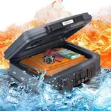 Brihard zertifizierte Dokumentenkassette 2125N, A4 - wasserdichte & feuerfeste Dokumentenbox mit Zahlenschloss, für Wertgegenstände & Dokumente, tragbarer Safe mit Griff – H 16,5 x B 44 x T 36,8 cm