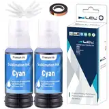 LCL (2Cyan 200ML Sublimationstinte Nachfüllpackung für Epson EcoTank ET-2400 ET-2720 ET-2800 ET-2803 ET-2760 Inkjet Printers for Heat Transfer Mug,Tumbler,T Shirts(Autofill/Upgrade Version/ICC Free)