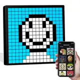 Aygo Pixel Art Digitaler Bilderrahmen, 16x16 RGB LED Panel, Digital Photo Frame fur Gaming Deko, 7.87 Zoll Gaming Zubehör Kalender Uhr, Gaming Gadgets