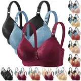 CSHE 3er Pack BH Damen ohne Bügel Push Up Bra Starker Halt Soft Dünnen Bustier Klassische Nahtlose BHS Set Bequemer Atmungsaktiv Bralette Verstellbar Unterwäsche für Alltag Kleidung