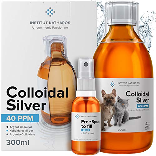 Silberspray Colloidal Silver 300ml 40ppm ● Für Haustiere (Hunde, Katzen, Pferd) ● Wundspray und Mittel Gegen Juckreiz (milben, grasmilben, herbstgrasmilben) ● Pfotenpflege ● 100% Natürliches Spray