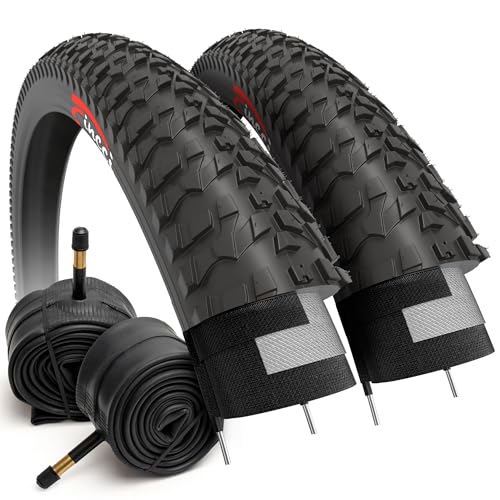 Fincci Fahrradreifen 20 Zoll – Set Faltbare MTB Reifen 20 x 1.95 Zoll mit 2X 20-Zoll Schrader Schläuchen, FahrradMantel 53-406 für Kinder, Teenager & Erwachsene, BMX, City, Road & MTB – 2er Pack