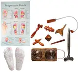 CCcollections Holztherapie-Massagewerkzeug-Set- Komplettes Reflexzonenmassage-Set für Profis- Ideal zur Entspannung, Schmerzlinderung und Selbstpflege mit natürlichen Massagewerkzeugen (Set J (Socks))