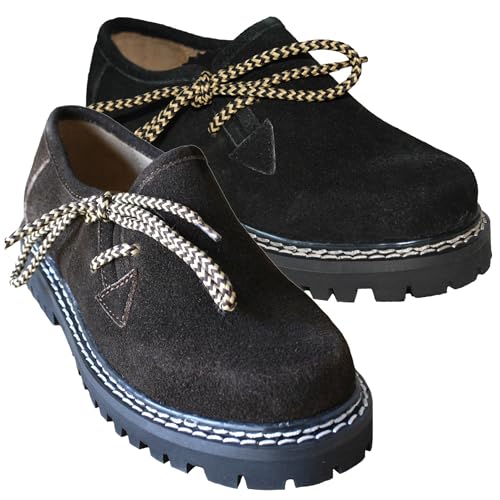 Kinder Jungen Mädchen Haferlschuhe Trachtenschuhe Wildleder, Farbe:Dunkelbraun, Größe:36