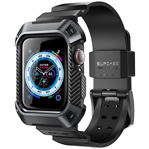 SUPCASE Armband für Apple Watch 8 / 7 / SE / 6 / 5/ 4 [45/44mm] Robust Hülle Ersatzarmband iWatch Case Schutzhülle [Unicorn Beetle Pro], Schwarz