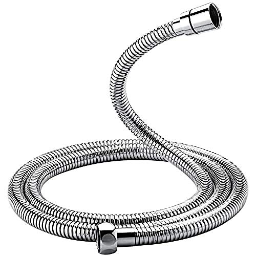 GRIFEMA Duschschlauch 2m – Flexibler Edelstahl Brauseschlauch 200cm, Anti-Knick & Leckfrei, Standard G1/2 Zoll Anschluss mit Messinganschlüssen und Dichtungen, Chrom-Silber