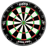 KOTO - King Pro Dartscheibe (Offizielle Turniermaße) Afrikanische Sisal & Borsten Dartscheibe, Inkl. Slim Wire Technologie, Klammer & Klammerfrei