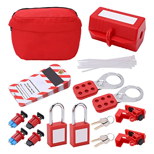 Elektrisches Sperr-Tagout-Kit, Haspen, Klemm- und Universelle Mehrpolige Leistungsschalter-Verriegelungen, Stecker-Verriegelung, Loto-, 40-teiliges Sicherheits-Vorhängeschloss