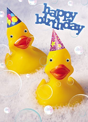 PopShots Studios Geburtstag Humor Grußkarte Googlies Wackelaugen Happy Birthday Badewannen Enten 12x17cm