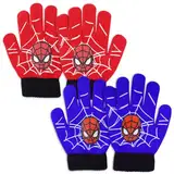 2 Paar Kinderhandschuhe, Spider Handschuhe, Spider Kinderhandschuhe, Kinderhandschuhe Winter, Spider Kinder Kälteschutzhandschuhe, Geeignet Für Jungen und Mädchen Blau und Rot