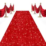 OMKSIH Roter Teppichläufer für Party, Hochzeit, Gangläufer, Teppich, 1,2 x 4,5 m, Pailletten-Läufer, für Abschlussball, glitzernder Teppichläufer für Hochzeitszeremonie, glänzender roter Läufer für