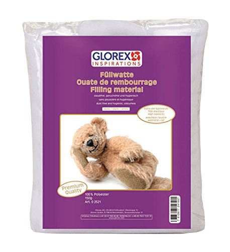 Glorex 0 2521 - Füllwatte weiß, 150 g, Füllmaterial aus 100 % Polyester, mit extra viel Spannkraft, staubfrei, waschbar, geruchsfrei und hygienisch