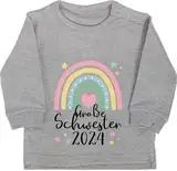 Baby Pullover Jungen Mädchen - Große Schwester Geschenk 2024 Regenbogen Big Sister - 18/24 Monate - Grau meliert - geschenke für schwestern grosse sis 2023 groesse großes verkünden mit namen