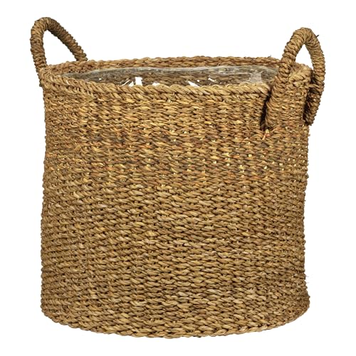 Scheurich Seegras 23, Korbgefäß/Korb-Pflanzgefäß/Korbtopf mit Griffen aus Seegras Farbe: Nut, 24 cm Durchmesser, 20 cm hoch, 7,5 l Vol.