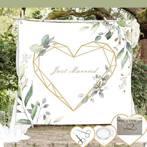 Hochzeitsgeschenke für Brautpaar,Hochzeitsherz zum Ausschneiden,Hochzeitslaken mit Aufbewahrungstasche,Herz zum Ausschneiden Hochzeit Geschenke,Eukalyptus Deko,Standesamt Überraschung, Hochzeitsspiele