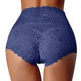 Verführerische Unterwäsche Für Damen Damen, dünne, Hohle Spitze, Damenhöschen, Reine Baumwolle, Schritt, große Bauchslips Unterwäsche Latex (Navy, XXXL)