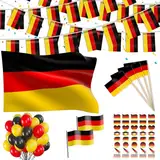 Deutschland Deko Dekoration Set,Deutschland Flagge Klein,Deutschland Fanartikel,6 Stück Deutschland Fußball Party Deko,Für Fußballspiele der Weltmeisterschaft und Deutscher Nationalfeiertag.