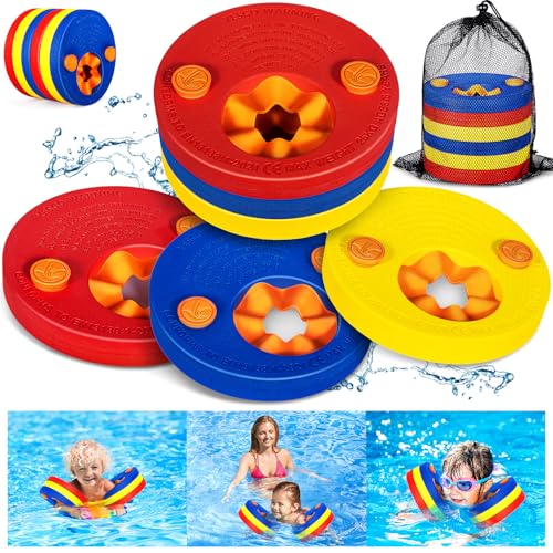 NLMWTI Schwimmscheiben für Kinder, 6 Stück Schwimmhilfe Schwimmscheiben mit Aufbewahrungstasche Arm Schwimmplatte Eva Rund Delphin Schwimmen Schwimmflügel für Kinder 2-6 Jahre Für Lernen/Training