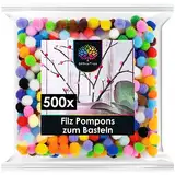 OfficeTree 500 Bunte Pompons zum Basteln 10mm - Filzkugeln Bunt Klein - Mini Pompons Bunt - Pompoms zum Basteln für Kinder und Erwachsene - Dekorieren Verzieren Nähen DIY