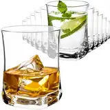 Hrastnik1860 12 Stück elegante Wassergläser [Unten Eckig & Oben Rund] 280ml große SAFTGLÄSER Trinkglas Whisky Glas Set