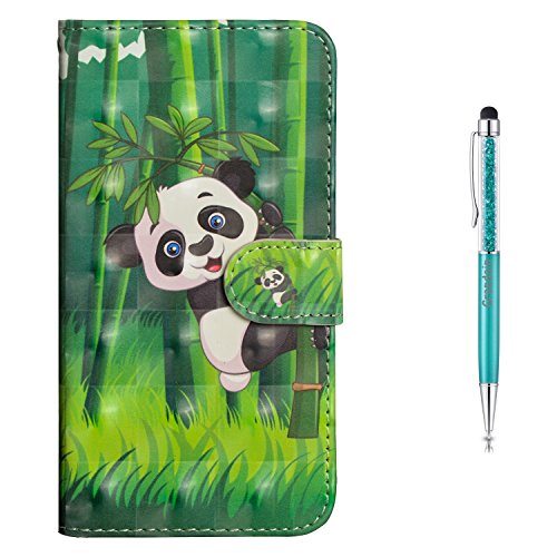 Grandoin iPhone 5 /5S /SE Hülle, Handyhülle im Brieftasche-Stil für Apple iPhone 5 /5S /SE Handytasche PU Leder Flip Cover 3D Bunte Muster Book Case Schutzhülle(Panda)