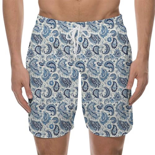 SRZYMJ Hellblau1 Herren Sommer Shorts aus Leinen, Atmungsaktive Freizeitshorts mit Kordelzug, Bequeme Kurze Hose für Alltag und Sport XL Fashion