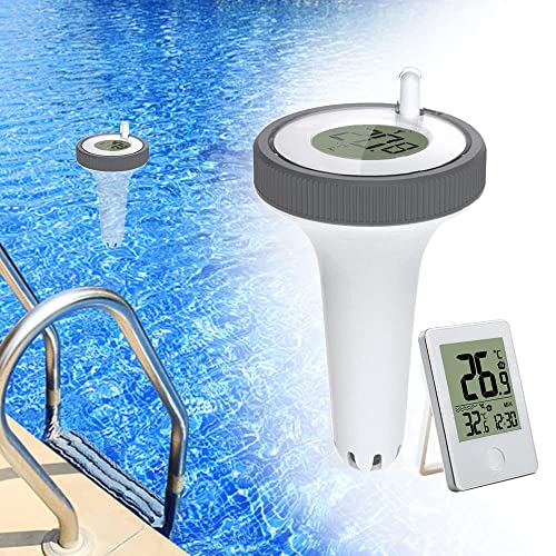 Poolthermometer Digitales,wlan thermometer mit digitaler,Poolthermometer, LCD-Anzeige, IPX7 Schwimmend Thermometer für Pool, Teich, Außenanlage