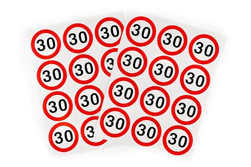 30 Geburtstag Deko Aufkleber Verkehrszeichen rot/weiß - Originelle Geburtstagsdeko 30 für einen gelungenen 30 Geburtstag Männer oder Frauen - Tiwoca
