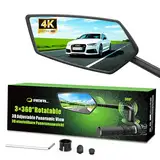 RBRL Fahrradspiegel | 3D Verstellbar für Panorama Sicht | 360° Dreh- & Einklappbar | Bruchfestes Echtglas Rückspiegel | Langlebig Kompakt Lenker Spiegel für Fahrrad, Ebike (Links)