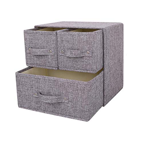 RIHUD Fabric Stroage Box mit Deckel Faltbare Schublade Trennwände Veranstalter Garderobe Organizer Schubladeneinsätze Unterwäsche Aufbewahrungsboxen Schrank für Socken, BHs, Krawatten (Grau, B)