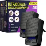 AMZ BRAND Ultraschall Schädlingsbekämpfer 2er Pack - Leistungsstarker Mäusevertreiber - 3 Arbeitsmodi - Breites Frequenzspektrum - Ideal für Mäuse, Ratten, Mücken, Kakerlaken, Motten, Ameisen