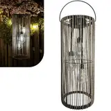 Gadgy Solarlanterne für Außen Rattan Optik - Hängend oder Tischlampe - Solarlampen für Außen – Deko Solarleuchte Terrasse Balkon Outdoor – Gartendeko LED Tischleuchte