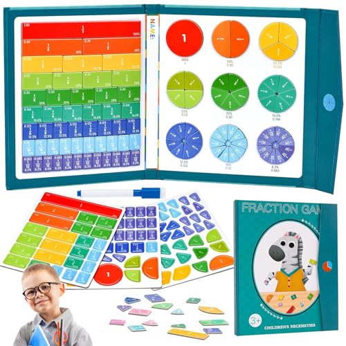 Bruchteil Puzzle,Magnetisches Buch Bruchteil Puzzle für Kinder,Magnetisches Bruchbuch,Bruchrechnen Magnet Material,Montessori Bruchrechnen für Kindergarten Grundschule Brüche Mathematik Lernmittel (B)