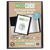 eco-eco A3 50% Recycelt 40 Taschen-Schwarz-Farbe Päsentationsdisplay Buch